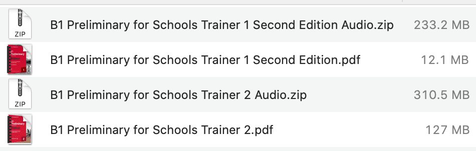 B1 Preliminary for Schools Trainer list