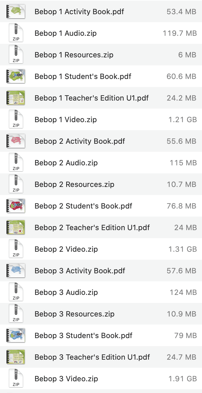 Bebop list