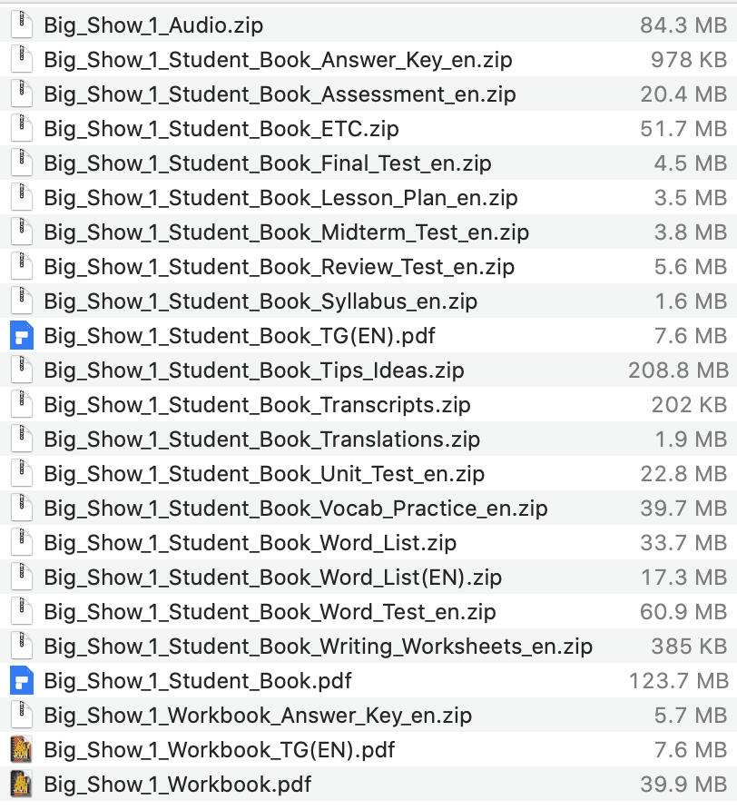 Big Show 1 list