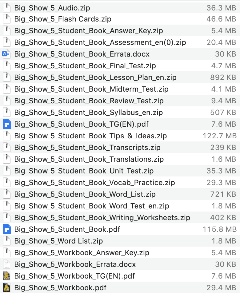 Big Show 5 list