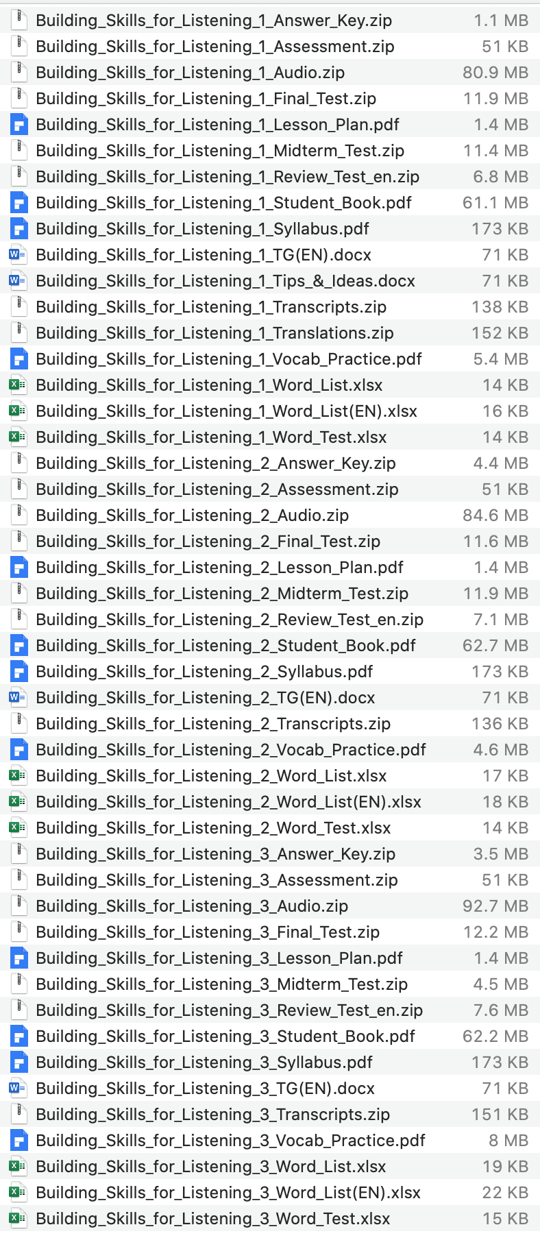 Building Skills for Listening list