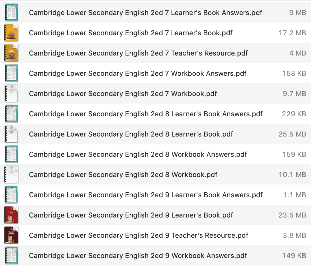Cambridge Lower Secondary English 2ed list