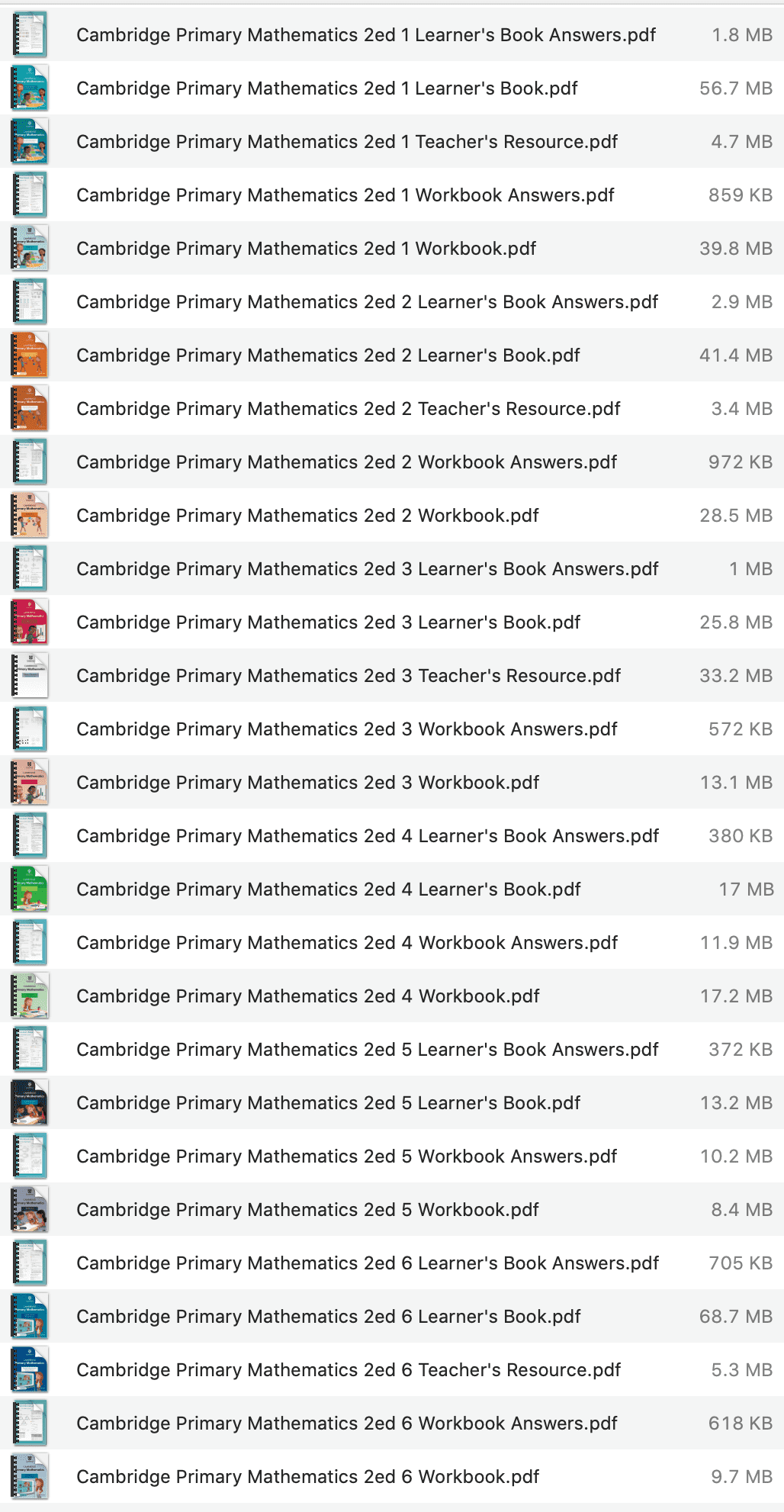 Cambridge Primary Mathematics 2nd Edition list