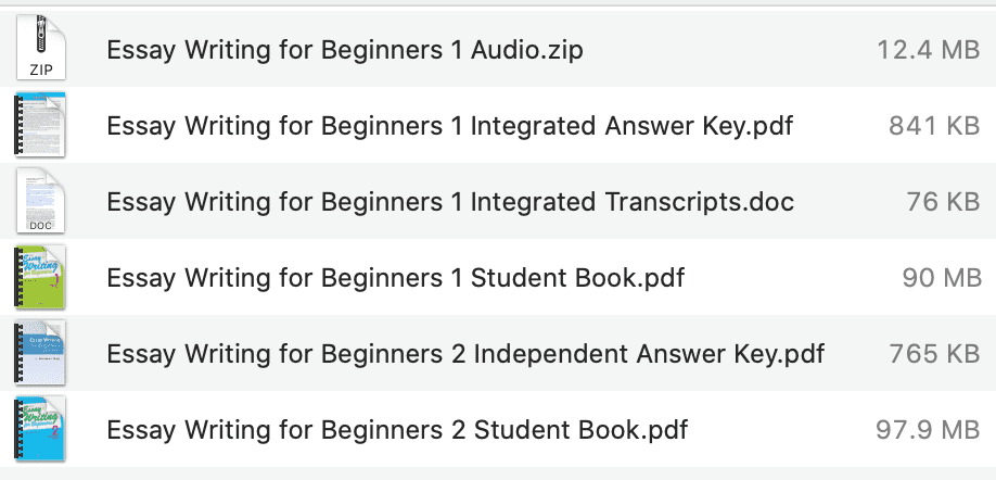 Essay Writing for Beginners list