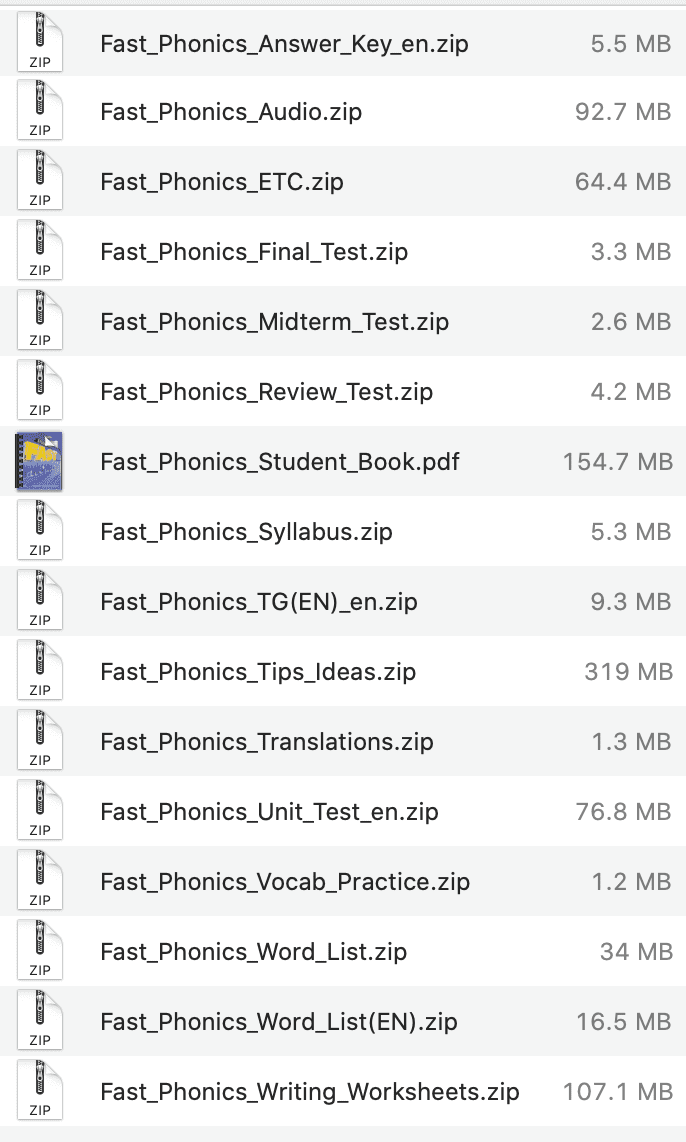 Fast Phonics list