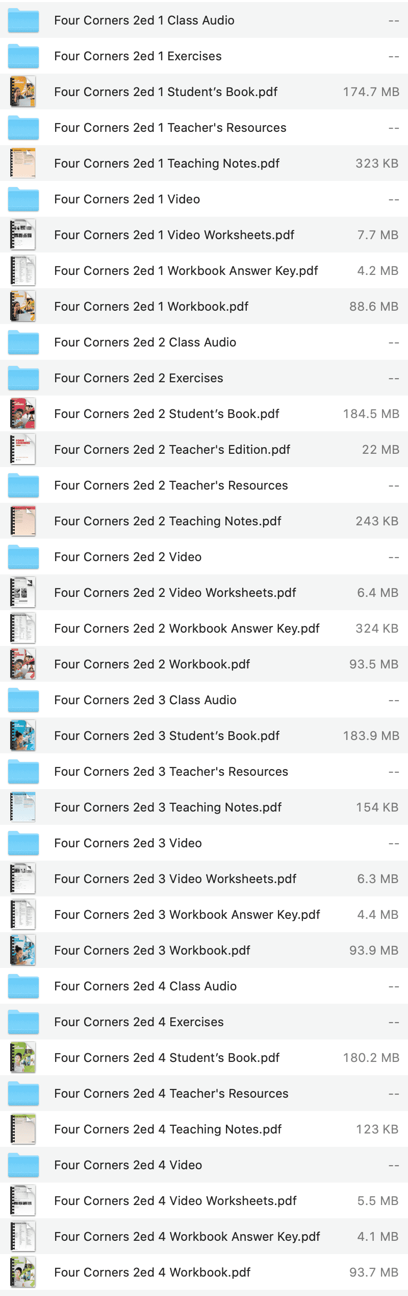 Four Corners 2ed list