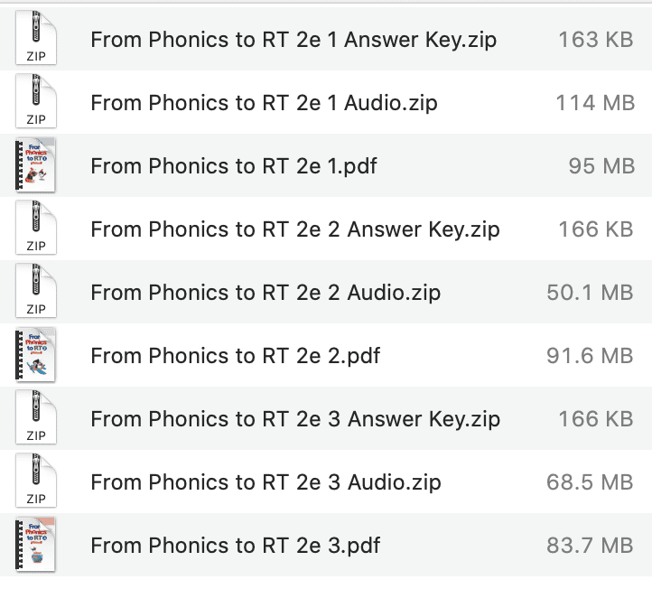 From Phonics to RT 2e list
