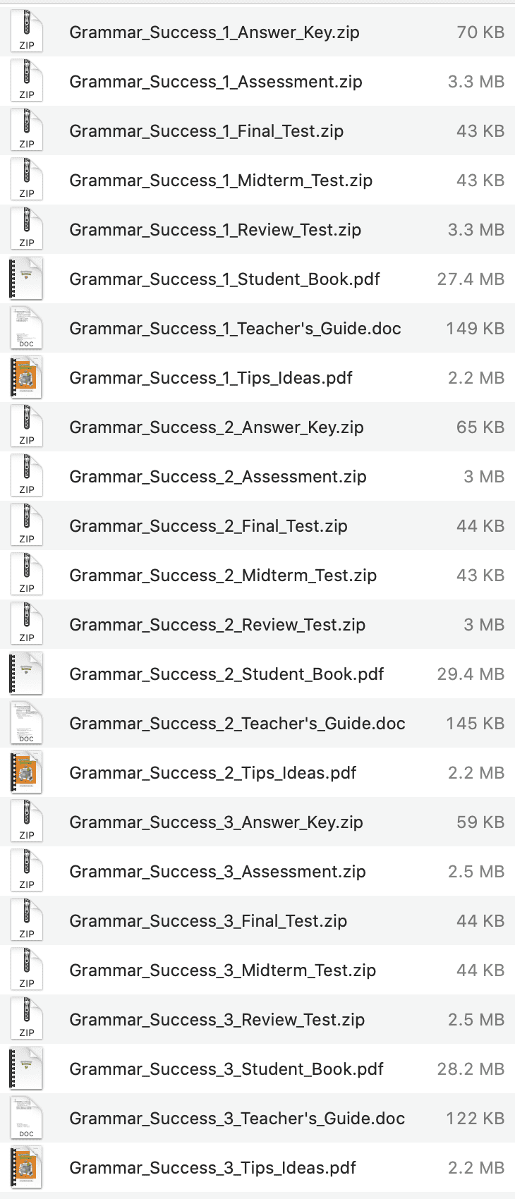 Grammar Success list