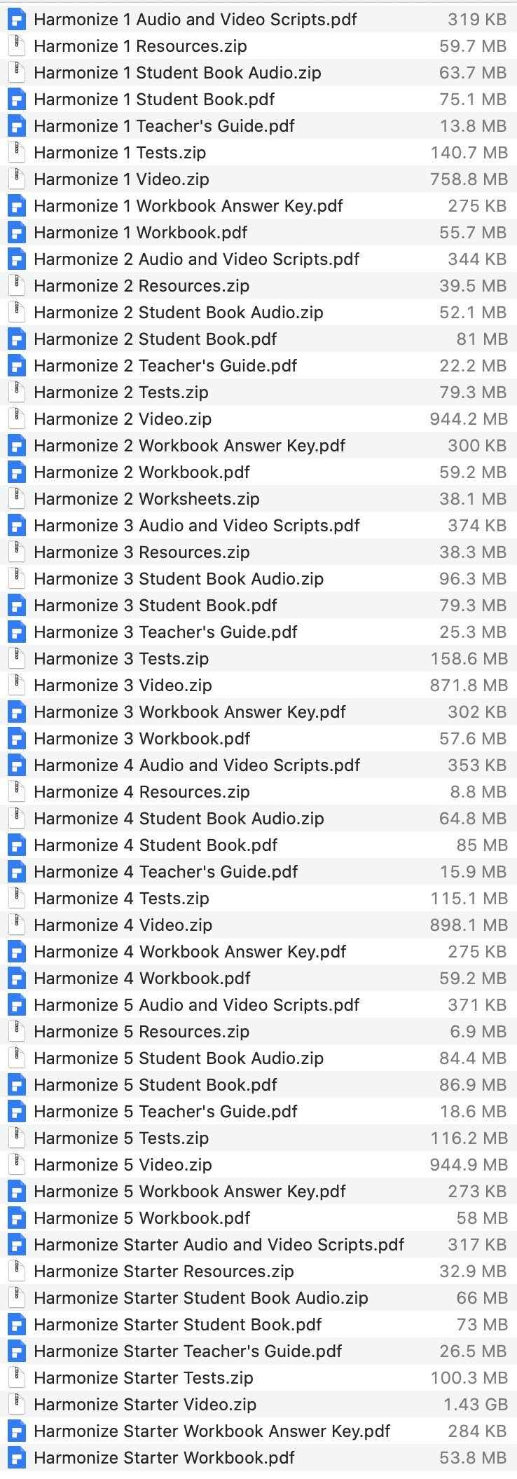 Harmonize list