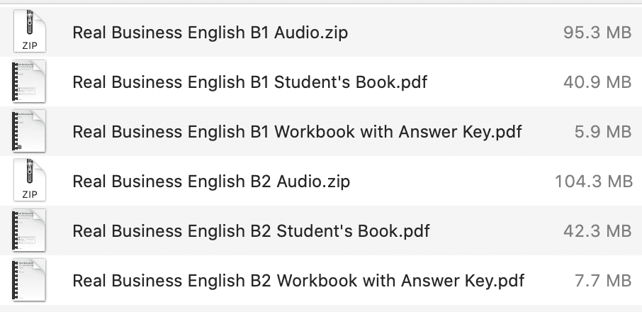 Real Business English list