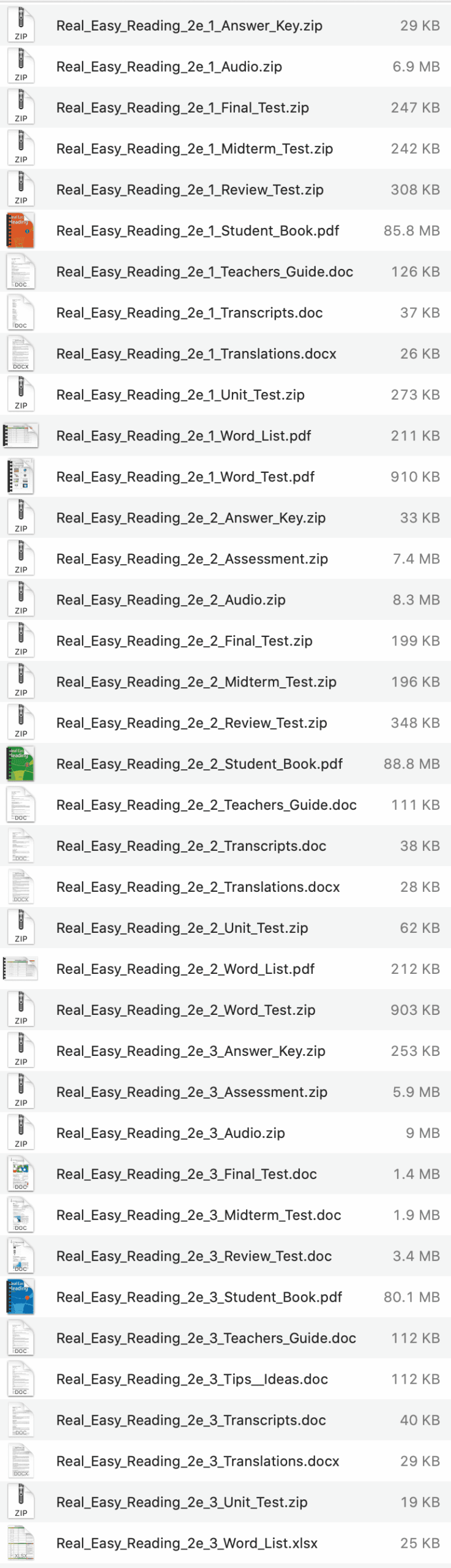 Real Easy Reading 2e list