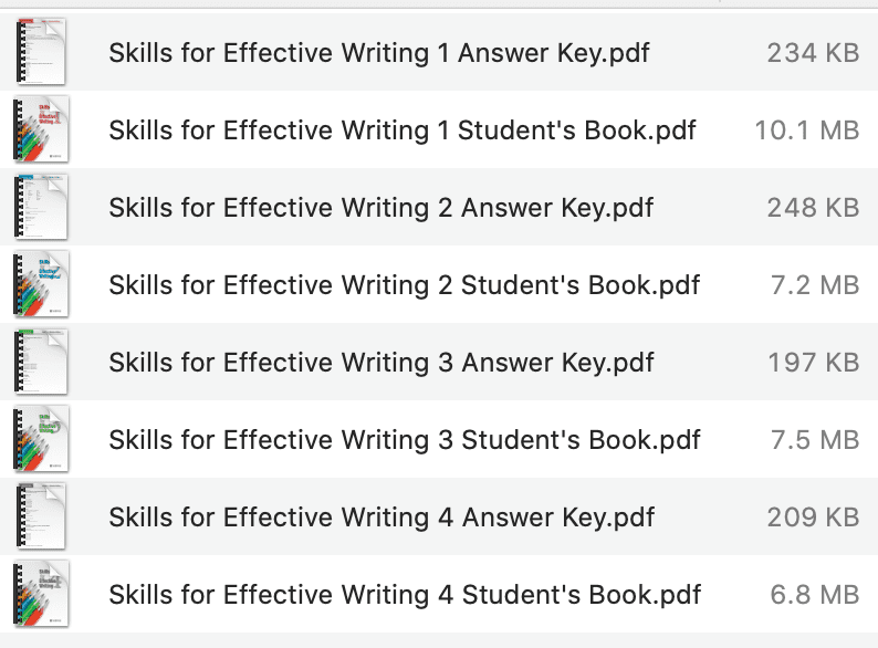 Skills for Effective Writing list