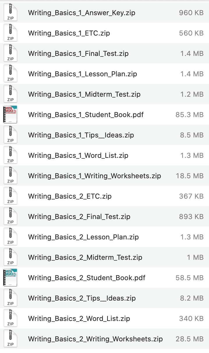 Writing Basics list